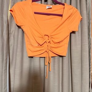 Cotton On Vibrant Orange Ruched Crop Top